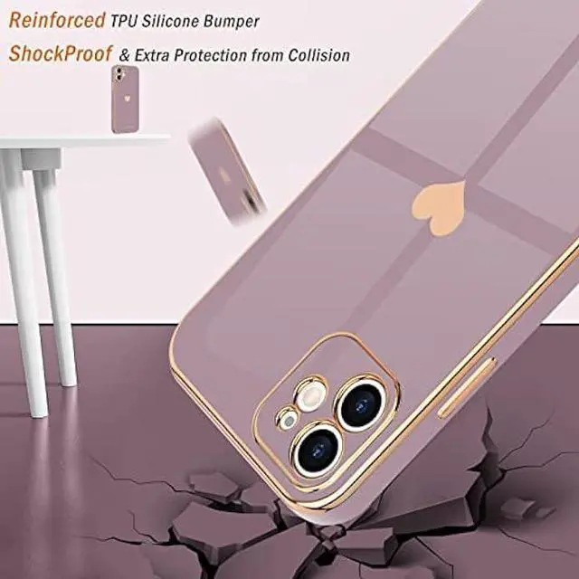 Alt view image 5 of 6 - Teageo Compatible with iPhone 11 Case for Women Girl Cute Love-Heart Luxury Bling Plating Soft Back Cover Raised Full Camera Protection Bumper Silicone Shockproof Phone Case for iPhone 11, Lavender