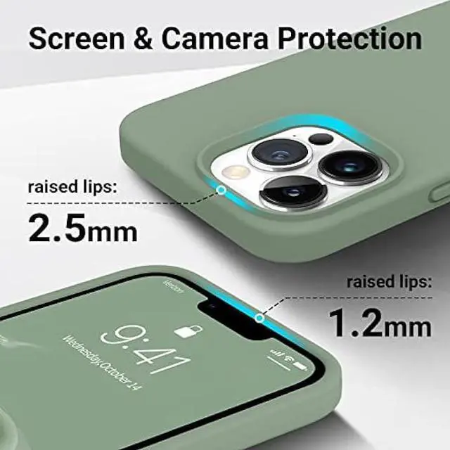 Alt view image 3 of 6 - AOTESIER Soft Silicone Case for iPhone 13 Pro Max Case, [Military Shockproof Protection] Anti-Scratch Microfiber Lining Flexible Bumper Phone Case, Ultra Slim Thin Cover, 6.7 inch, Calke Green