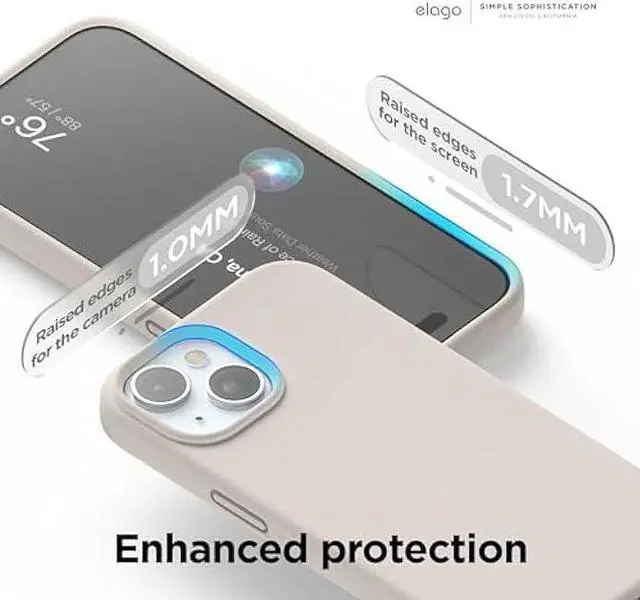 Alt view image 5 of 6 - elago Compatible with iPhone 15 Plus Case, Liquid Silicone Case, Full Body Protective Cover, Shockproof, Slim Phone Case, Anti-Scratch Soft Microfiber Lining, 6.7 inch (Stone)