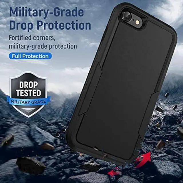 Alt view image 6 of 6 - Warsia for iPhone SE 2022/2020/SE3/iPhone 7/8 Case with Screen Protector,[Military Grade Drop Tested] Heavy-Duty Tough Rugged Shockproof Protective Phone Case for Phone SE/8/7, Black