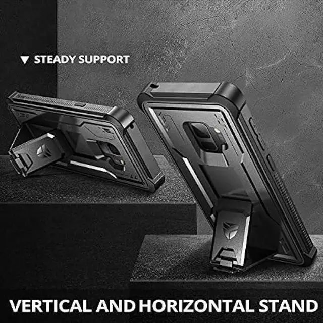 Alt view image 4 of 6 - Dexnor for Samsung Galaxy S9 Case, [Built in Screen Protector and Kickstand] Heavy Duty Military Grade Protection Shockproof Protective Cover for Samsung Galaxy S9 Black