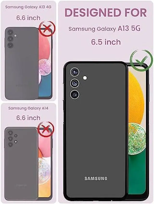 Alt view image 2 of 6 - Dretal for Samsung A13 5G Case, Galaxy A13 5G Case + Tempered Glass Screen Protector,Military Grade Drop Tested Hard Back & Soft Edge Slim Flower Women Girls Protective Cover for A13 4G (Purple)