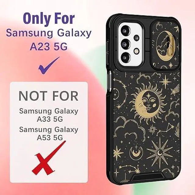 Alt view image 2 of 6 - Funermei (2in1 for Samsung Galaxy A23 5G Case Sun Moon Women Girls Cute Phone Cover Pretty Space Aesthetic Sun and Moon Stars Design with Camera Cover and Ring Stand for Galaxy A23 5G/4G Case