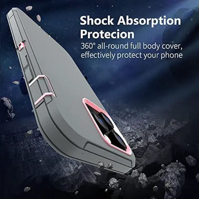 Alt view image 2 of 6 - Sansunto for iPhone 13 Pro Max Case, iPhone 12 Pro Max Case, Heavy Duty Shockproof 3 in 1 Silicone Rubber Hard PC Rugged Durable Phone Cover for iPhone 12/13 Pro Max Phone 6.7 Inch. (Gray/Pink)