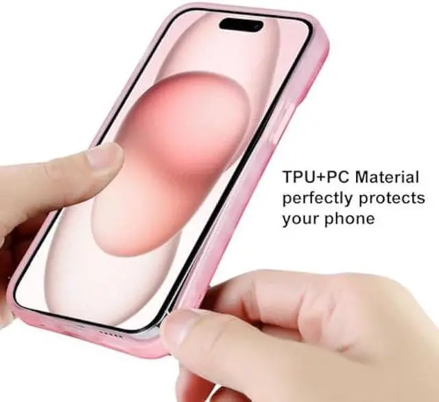 Alt view image 3 of 6 - MZELQ Compatible with iPhone 15 Case Pink Strawberry Cute Pattern Soft TPU Case for Girls Women + 1* Screen Protector, Camera Hole Protective Phone Case