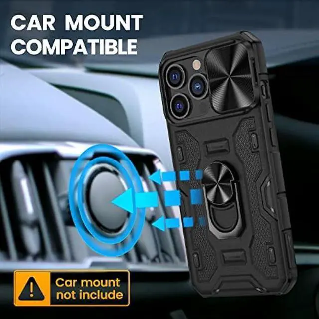 Alt view image 5 of 6 - VEGO for iPhone 14 Pro Max Case, iPhone 14 Pro Max Kickstand Case with Slide Camera Cover Built-in 360° Rotate Ring Stand Magnetic Shockproof Phone Cover Case for iPhone 14 Pro Max 6.7 2022 - Black