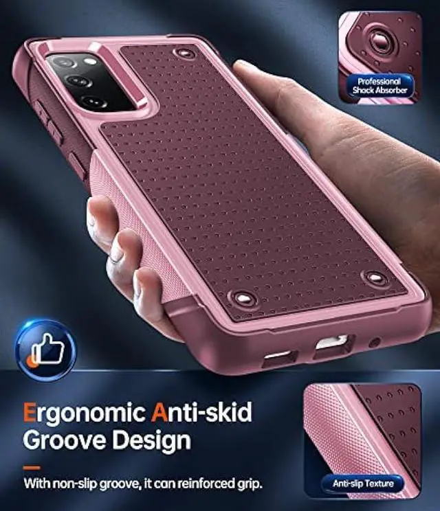Alt view image 3 of 6 - LeYi for Samsung Galaxy S20-FE 5G Case: S20 FE 5G Phone Case with 2 Pack Screen Protectors, Heavy Duty PC Back & Soft Bumper Cell Phone Case Cover for Samsung S20FE 5G/S 20FE, Red Pink