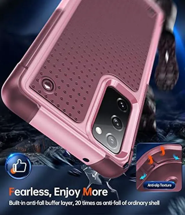 Alt view image 4 of 6 - LeYi for Samsung Galaxy S20-FE 5G Case: S20 FE 5G Phone Case with 2 Pack Screen Protectors, Heavy Duty PC Back & Soft Bumper Cell Phone Case Cover for Samsung S20FE 5G/S 20FE, Red Pink