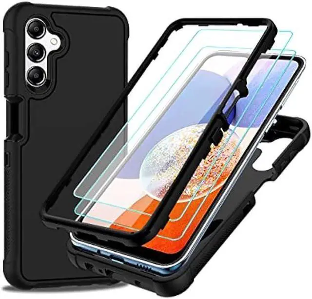 Main image of Galaxy A14 5G Phone Case with HD Screen Protector Heavy Duty [3 Layer] Hybrid Shock Proof Protective Rugged Bumper PC and TPU Cover Case for Samsung Galaxy A14 5G Phone (Black)
