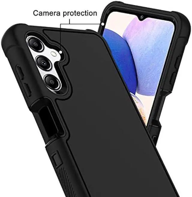 Alt view image 3 of 6 - Galaxy A14 5G Phone Case with HD Screen Protector Heavy Duty [3 Layer] Hybrid Shock Proof Protective Rugged Bumper PC and TPU Cover Case for Samsung Galaxy A14 5G Phone (Black)