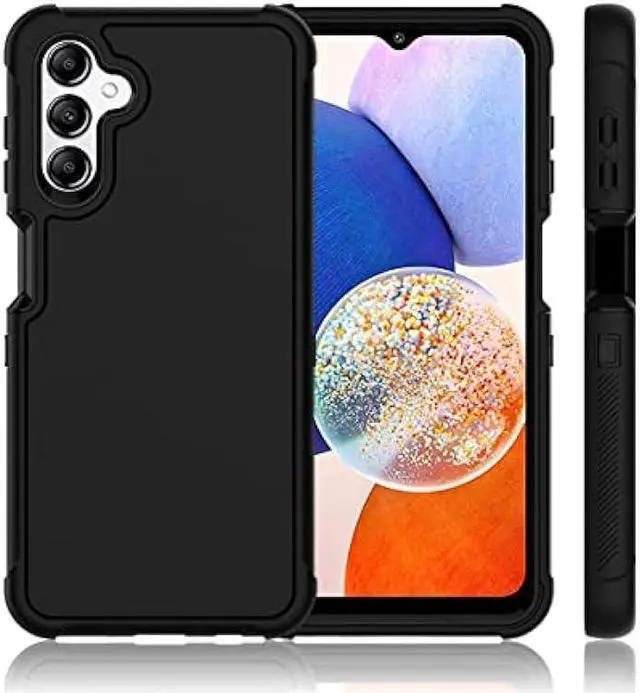 Alt view image 4 of 6 - Galaxy A14 5G Phone Case with HD Screen Protector Heavy Duty [3 Layer] Hybrid Shock Proof Protective Rugged Bumper PC and TPU Cover Case for Samsung Galaxy A14 5G Phone (Black)