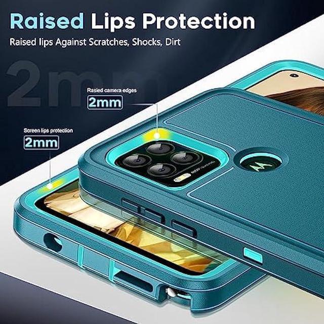 Alt view image 4 of 6 - LeYi for Moto G Stylus 5G 2021 Case: with 2 PCS Tempered Glass Screen Protector, Heavy Duty 3 in 1 Moto G Stylus 2021 Case, Military Grade Shockproof Phone Case for Motorola Moto G Stylus 2021 (Teal)