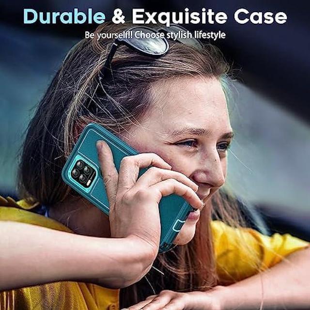 Alt view image 6 of 6 - LeYi for Moto G Stylus 5G 2021 Case: with 2 PCS Tempered Glass Screen Protector, Heavy Duty 3 in 1 Moto G Stylus 2021 Case, Military Grade Shockproof Phone Case for Motorola Moto G Stylus 2021 (Teal)