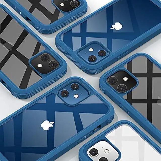 Alt view image 6 of 6 - Diaclara Designed for iPhone 12 Mini Case, Full Body Rugged Case with Built-in Touch Sensitive Anti-Scratch Screen Protector, Soft TPU Bumper Case for iPhone 12 Mini 5.4 (Blue and Clear)