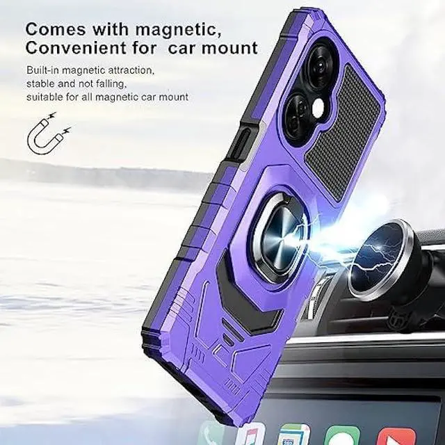 Alt view image 6 of 6 - Ailiber Case for One Plus Nord N30 5G, 1Plus Nord N30 5G Phone Case with Screen Protector, Ring Kickstand for Magnetic Car Mount, Heavy Duty Shockproof Rugged Protective Cover for 1+ N30-Purple