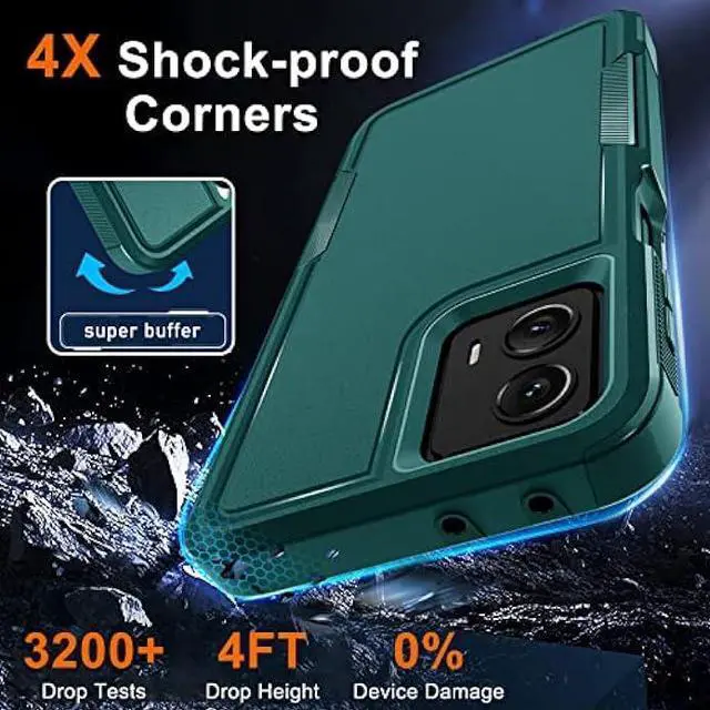 Alt view image 4 of 6 - for Motorola Moto G Power 5G 2023 & Moto G 5G 2023 Case with Tempered Glass Screen Protector[1 Pack], Dual Layer Full Body Heavy Duty Rugged Shockproof Protective Phone Cover, Dark Green