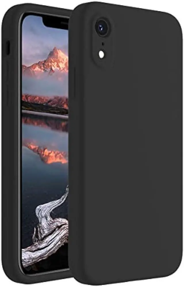 Main image of FireNova iPhone XR Case, Silicone Upgraded [Square Edges] & [Camera Protecion] Phone Case with Soft Anti-Scratch Microfiber Lining, 6.1 inch, Black