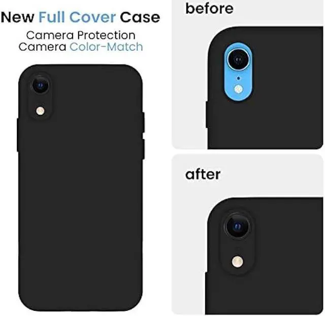 Alt view image 4 of 6 - FireNova iPhone XR Case, Silicone Upgraded [Square Edges] & [Camera Protecion] Phone Case with Soft Anti-Scratch Microfiber Lining, 6.1 inch, Black