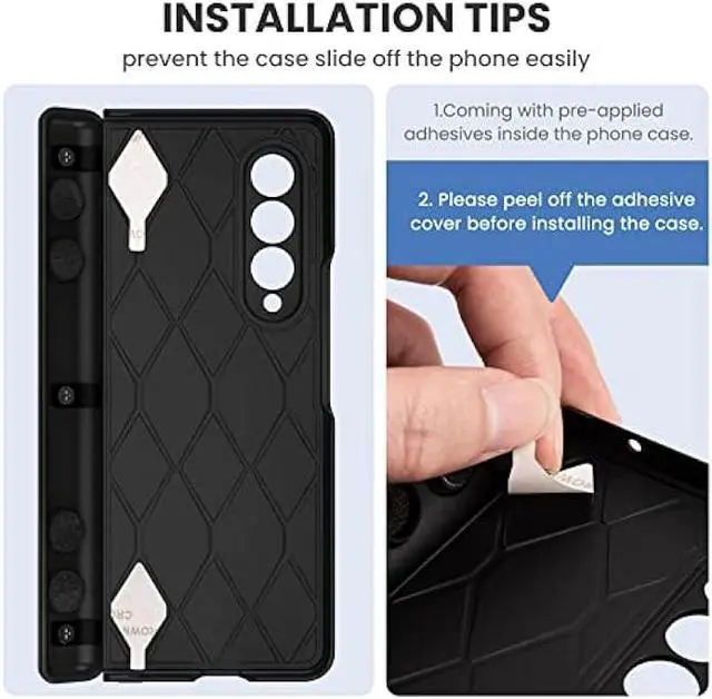 Alt view image 2 of 6 - Ruky Kickstand Case for Galaxy Z Fold 3, Hinge Protection & Built-in Screen Protector, Full Body Case PU Leather Stand Phone Case for Samsung Galaxy Z Fold 3 5G, Carbon Fiber