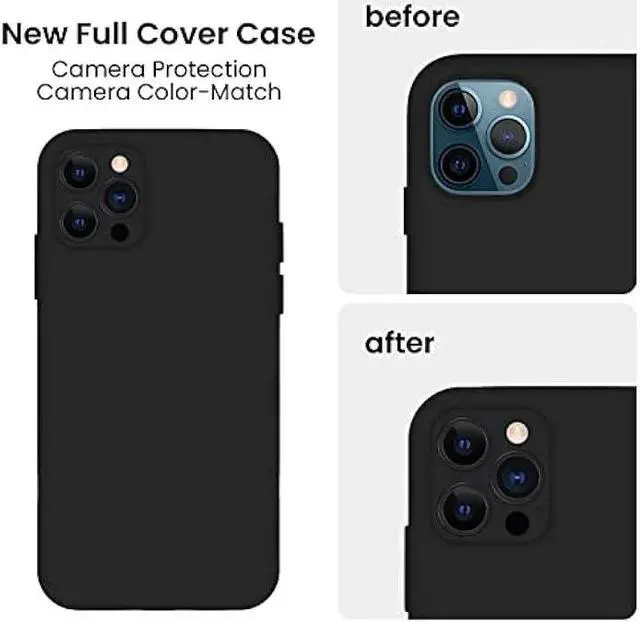 Alt view image 3 of 6 - FireNova for iPhone 13 Pro Case, Silicone Upgraded [Camera Protection] Phone Case with [2 Screen Protectors], Soft Anti-Scratch Microfiber Lining Inside, 6.1 inch, Black