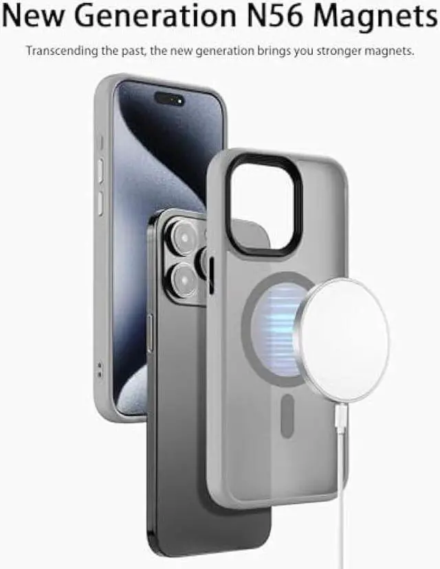 Alt view image 3 of 6 - RLXQG Magnetic Designed for iPhone 15 Pro Max Case [Military Grade Drop Tested] [Compatible with MagSafe] Translucent Matte Case for iPhone 15 Pro Max Phone Case (6.7'') Natural Titanium