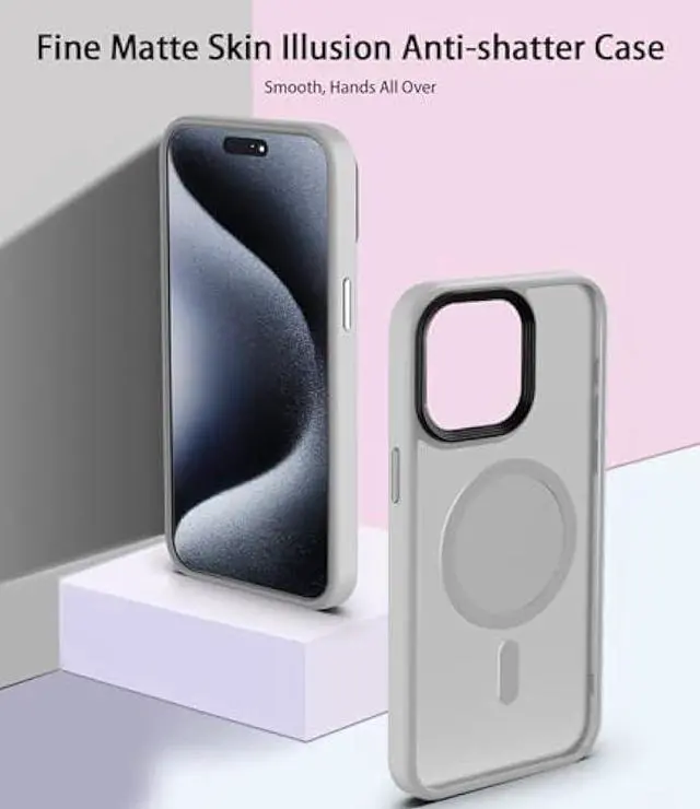 Alt view image 6 of 6 - RLXQG Magnetic Designed for iPhone 15 Pro Max Case [Military Grade Drop Tested] [Compatible with MagSafe] Translucent Matte Case for iPhone 15 Pro Max Phone Case (6.7'') Natural Titanium