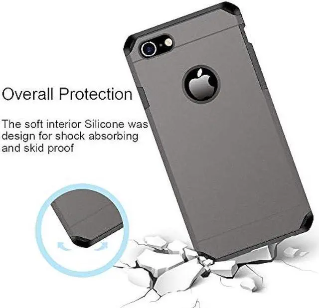 Alt view image 5 of 7 - ImpactStrong iPhone 7/8 Case, Heavy Duty Dual Layer Protection Cover Heavy Duty Case for Apple iPhone 7/8 (Gun Metal)