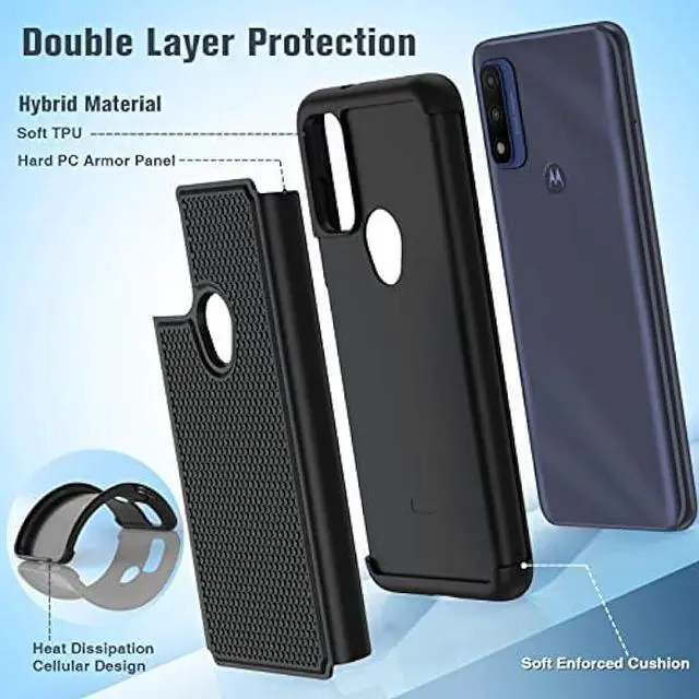 Alt view image 3 of 6 - BNIUT for Motorola Moto G Pure Case: Dual Layer Protective Heavy Duty Cell Phone Cover Shockproof Rugged with Non Slip Textured Back - Military Protection Bumper Tough - 6.5inch (Matte Black)