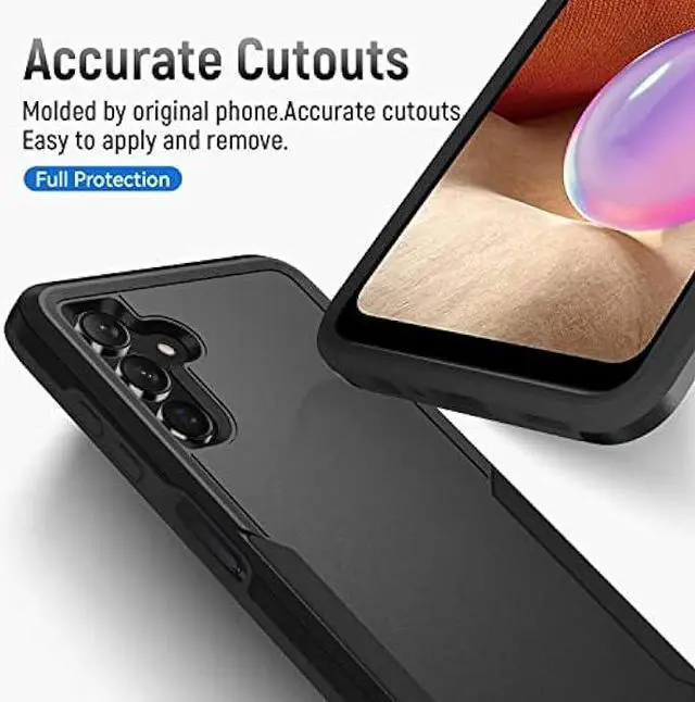 Alt view image 2 of 6 - Warsia for Galaxy A13 5G Case, Samsung Case with Screen Protector,Heavy-Duty Tough Rugged Shockproof Protective Phone, Black