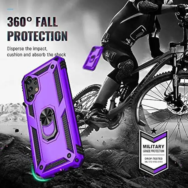 Alt view image 6 of 6 - Galaxy A13 4G Case, Samsung A13 4G Case with HD Screen Protector, Androgate Military-Grade Ring Holder Kickstand Car Mount 15ft Drop Tested Cover Phone Case for Samsung Galaxy A13 4G, Purple