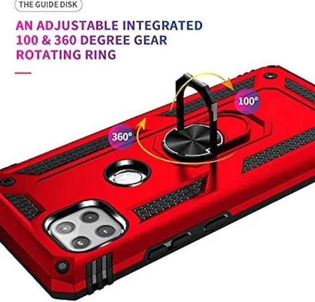 Alt view image 7 of 7 - Military Grade Drop Impact for Moto One 5G Ace Case Motorola One 5G Ace G 5G Case 360 Metal Rotating Ring Kickstand Holder Armor Heavy Duty Shockproof Case for One 5G Ace Phone Case (Red)