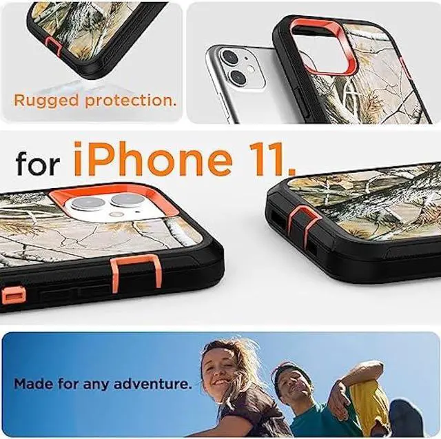 Alt view image 2 of 6 - AICase for iPhone 11 Case with Belt-Clip Holster, Heavy Duty Drop Protection Rugged Shockproof/Drop/Dust Proof 3-Layer Protective Durable Phone Cover for iPhone 11, Black/Tree