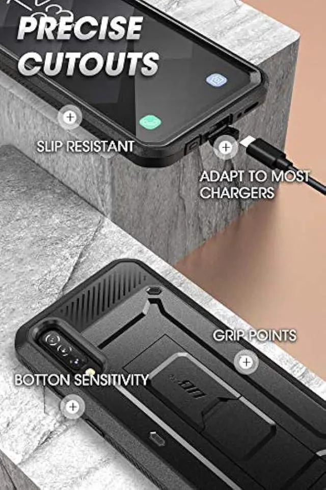 Alt view image 6 of 7 - SUPCASE Unicorn Beetle Pro Series Phone Case for Samsung Galaxy A50/A30s, Built-in Screen Protector Full-Body Rugged Holster Case for Galaxy A50 2019 Release (Black)