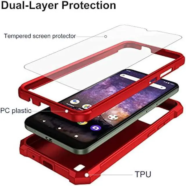 Alt view image 3 of 7 - Ailiber Phone Case for Wiko Voix, Wiko Voix U616AT Case with Screen Protector, 2 Layer Structure Protection, Shockproof Corners TPU Bumper, Heavy Duty Rugged Protective Phone Cover for Wiko Voix-Red