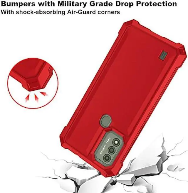 Alt view image 4 of 7 - Ailiber Phone Case for Wiko Voix, Wiko Voix U616AT Case with Screen Protector, 2 Layer Structure Protection, Shockproof Corners TPU Bumper, Heavy Duty Rugged Protective Phone Cover for Wiko Voix-Red