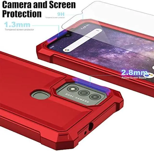 Alt view image 6 of 7 - Ailiber Phone Case for Wiko Voix, Wiko Voix U616AT Case with Screen Protector, 2 Layer Structure Protection, Shockproof Corners TPU Bumper, Heavy Duty Rugged Protective Phone Cover for Wiko Voix-Red