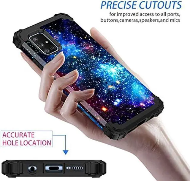 Alt view image 7 of 7 - Miqala for Galaxy A71 5G Case,Shiny in The Dark Three Layer Heavy Duty Shockproof Hard Plastic Bumper +Soft Silicone Rubber Protective Case for Samsung Galaxy A71 5G,Blue Sky