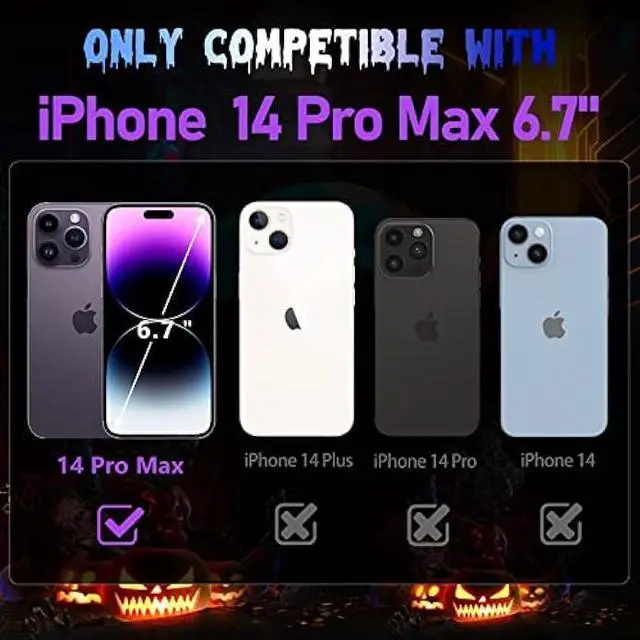 Alt view image 2 of 6 - Lotadilo for iPhone 14 Pro Max Phone Case for Men, Women Cool Skull Skeleton Funny Gothic Hollow Halloween Cases for Boy Girls, Hollowed Designer Plated Shockproof Cover for iPhone 14 Promax Purple