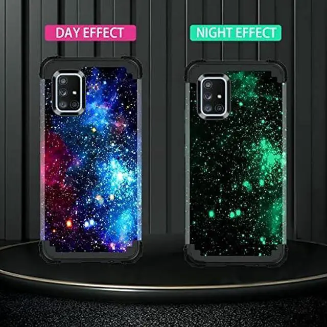 Alt view image 2 of 7 - Miqala for Galaxy A71 5G Case,Shiny in The Dark Three Layer Heavy Duty Shockproof Hard Plastic Bumper +Soft Silicone Rubber Protective Case for Samsung Galaxy A71 5G,Blue Sky