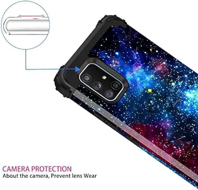 Alt view image 5 of 7 - Miqala for Galaxy A71 5G Case,Shiny in The Dark Three Layer Heavy Duty Shockproof Hard Plastic Bumper +Soft Silicone Rubber Protective Case for Samsung Galaxy A71 5G,Blue Sky