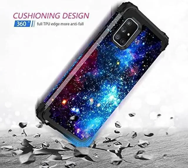 Alt view image 6 of 7 - Miqala for Galaxy A71 5G Case,Shiny in The Dark Three Layer Heavy Duty Shockproof Hard Plastic Bumper +Soft Silicone Rubber Protective Case for Samsung Galaxy A71 5G,Blue Sky