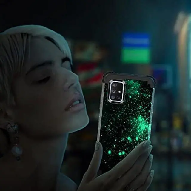 Alt view image 4 of 7 - Miqala for Galaxy A71 5G Case,Shiny in The Dark Three Layer Heavy Duty Shockproof Hard Plastic Bumper +Soft Silicone Rubber Protective Case for Samsung Galaxy A71 5G,Blue Sky