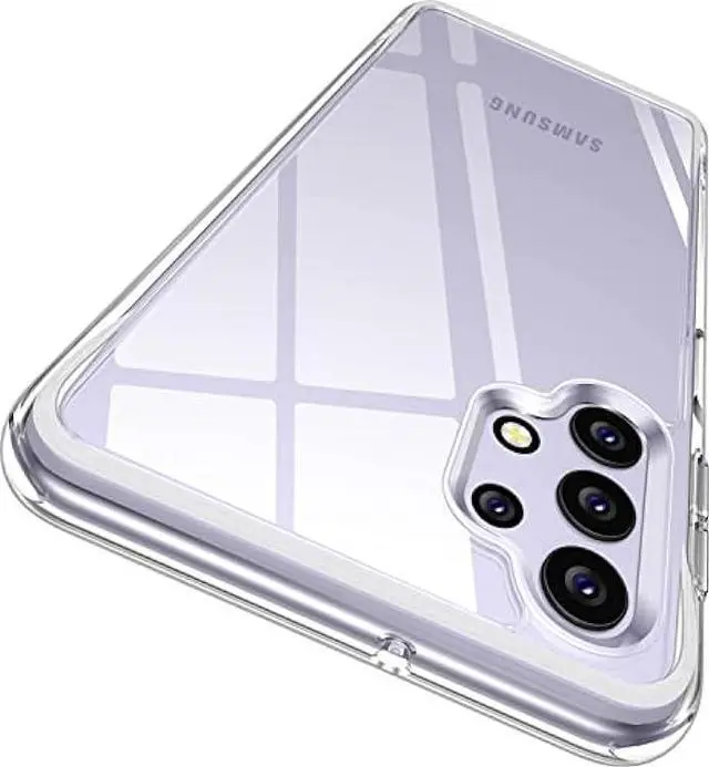 Main image of Rayboen for Samsung Galaxy A32 5G Case Diamond Clear Designed [Anti-Yellowing] Shockproof Phone Case, Hard Back & Soft TPU Bumper Hybrid Transparent Cover for Galaxy A32 5G Phone Case 6.5 inch
