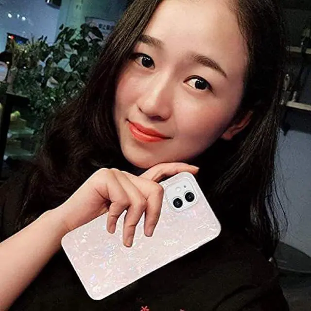 Alt view image 5 of 6 - J.west Compatible with iPhone 12 Case and iPhone 12 Pro Case, Luxury Sparkle Translucent Clear Opal Pearly Luster Design Soft Silicone Slim Protective Phone Case Cover for Girls Women Lady (Colorful)