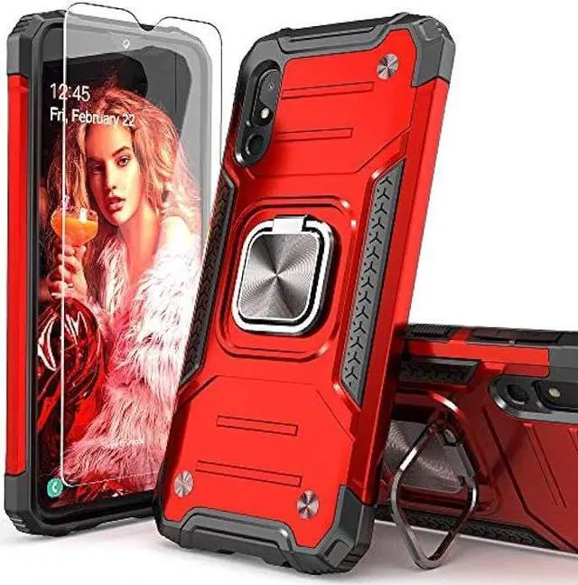 Main image of IDYStar Galaxy A10E Case with Screen Protector, Galaxy A10E Case, Shockproof Drop Test Cover with Car Mount Kickstand Lightweight Protective Cover for Samsung Galaxy A10E, Red