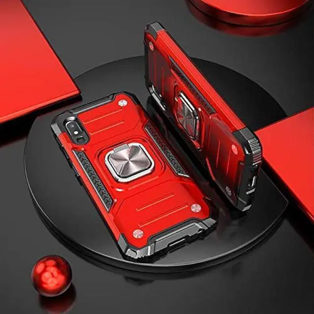 Alt view image 2 of 6 - IDYStar Galaxy A10E Case with Screen Protector, Galaxy A10E Case, Shockproof Drop Test Cover with Car Mount Kickstand Lightweight Protective Cover for Samsung Galaxy A10E, Red