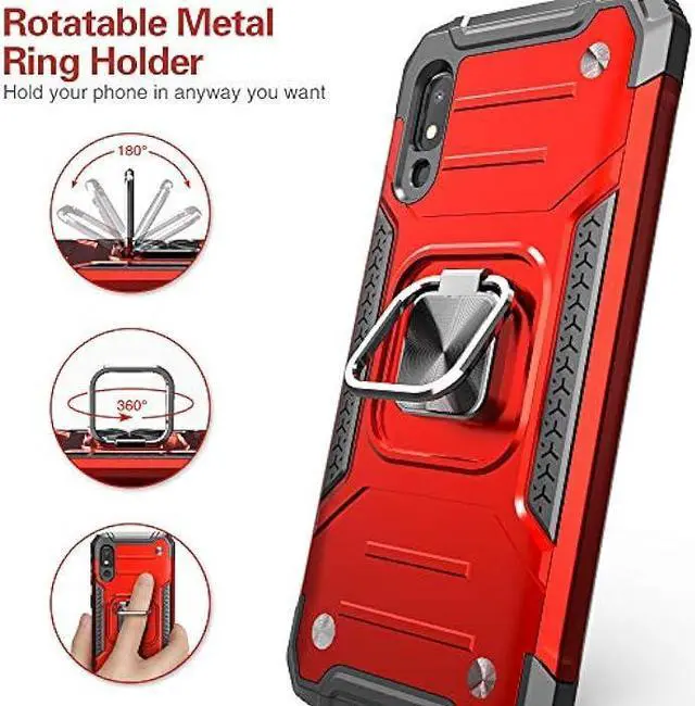 Alt view image 3 of 6 - IDYStar Galaxy A10E Case with Screen Protector, Galaxy A10E Case, Shockproof Drop Test Cover with Car Mount Kickstand Lightweight Protective Cover for Samsung Galaxy A10E, Red