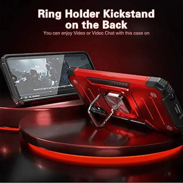 Alt view image 4 of 6 - IDYStar Galaxy A10E Case with Screen Protector, Galaxy A10E Case, Shockproof Drop Test Cover with Car Mount Kickstand Lightweight Protective Cover for Samsung Galaxy A10E, Red