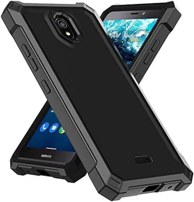 Alt view image 7 of 7 - Ailiber for Nokia C100 Phone Case, Nokia C100 Case with Screen Protector, 2 Layer Structure Protection, Shock-Absorbing Corners TPU Bumper, Heavy Duty Full Body Protective Cover for Nokia C100-Black