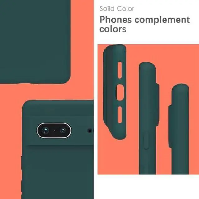 Alt view image 3 of 7 - YATWIN Silicone Case for Google Pixel 7 5G, Soft-Touch, Shockproof, DustProof, Full Body Armour Phone Cover for Google Pixel 7 5G - Dark Green